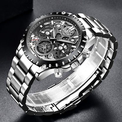 Stainless Steel Hollow Mens Watches Top Brand Sport Waterproof Quartz Watch Men Military Wristwatch The Clothing Company Sydney
