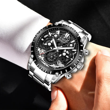 Stainless Steel Hollow Mens Watches Top Brand Sport Waterproof Quartz Watch Men Military Wristwatch The Clothing Company Sydney