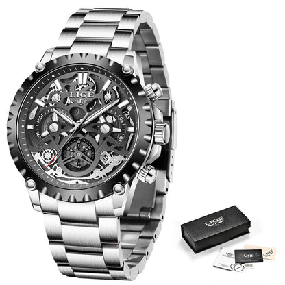 Stainless Steel Hollow Mens Watches Top Brand Sport Waterproof Quartz Watch Men Military Wristwatch The Clothing Company Sydney