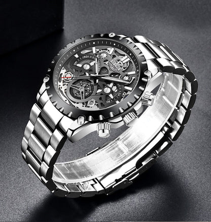 Stainless Steel Hollow Mens Watches Top Brand Sport Waterproof Quartz Watch Men Military Wristwatch The Clothing Company Sydney