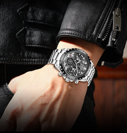 Stainless Steel Hollow Mens Watches Top Brand Sport Waterproof Quartz Watch Men Military Wristwatch The Clothing Company Sydney
