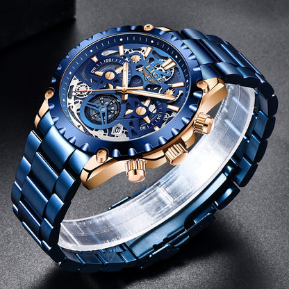 Stainless Steel Hollow Mens Watches Top Brand Sport Waterproof Quartz Watch Men Military Wristwatch The Clothing Company Sydney