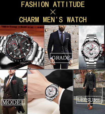 Stainless Steel Hollow Mens Watches Top Brand Sport Waterproof Quartz Watch Men Military Wristwatch The Clothing Company Sydney