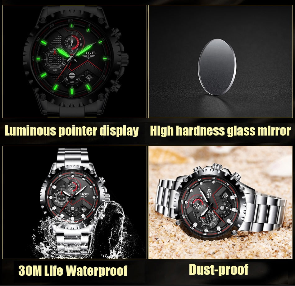 Stainless Steel Hollow Mens Watches Top Brand Sport Waterproof Quartz Watch Men Military Wristwatch The Clothing Company Sydney