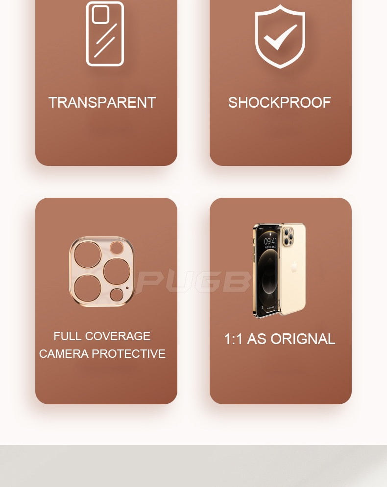 Luxury Transparent Plating Case for iPhone 13 12 11 Pro Max Mini X XS XR SE 2020 8 7 Plus Silicone Shockproof Clear Phone Cover The Clothing Company Sydney