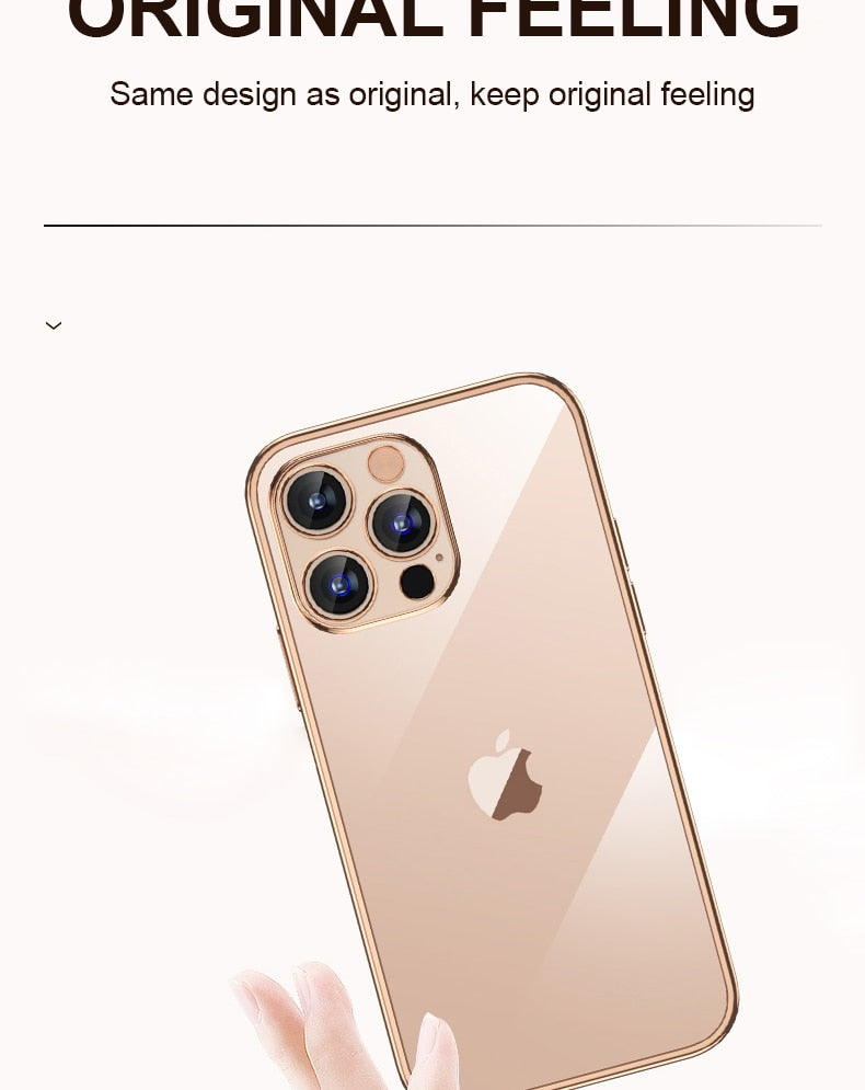 Luxury Transparent Plating Case for iPhone 13 12 11 Pro Max Mini X XS XR SE 2020 8 7 Plus Silicone Shockproof Clear Phone Cover The Clothing Company Sydney