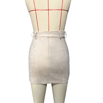 Casual Solid Suede Bodycon Pencil Ladies Party Cocktail Lace-Up High Waist Sashes Mini Streetwear Skirt The Clothing Company Sydney