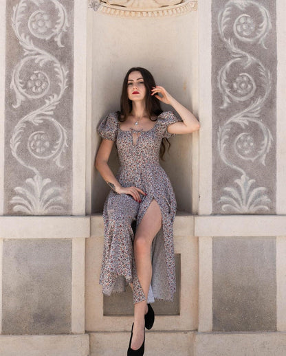 Elegant Square Collar Spring Summer Casual Beach Vintage Ruffles Boho Dress Robe Dresses The Clothing Company Sydney