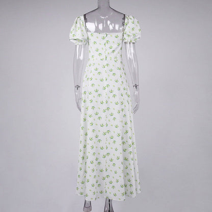 Elegant Square Collar Spring Summer Casual Beach Vintage Ruffles Boho Dress Robe Dresses The Clothing Company Sydney