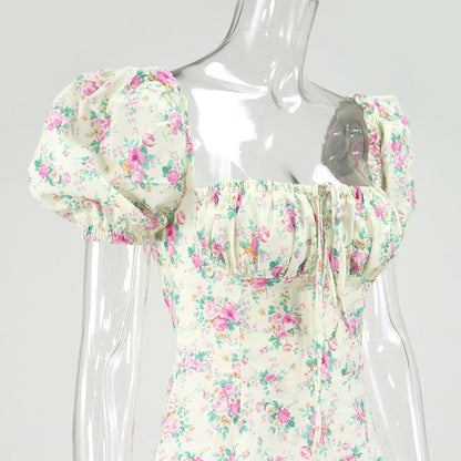 Elegant Square Collar Spring Summer Casual Beach Vintage Ruffles Boho Dress Robe Dresses The Clothing Company Sydney