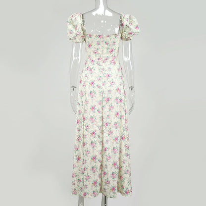Elegant Square Collar Spring Summer Casual Beach Vintage Ruffles Boho Dress Robe Dresses The Clothing Company Sydney