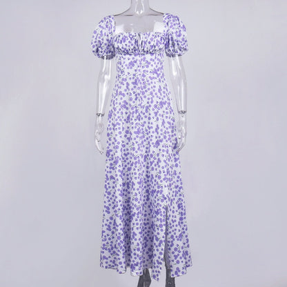 Elegant Square Collar Spring Summer Casual Beach Vintage Ruffles Boho Dress Robe Dresses The Clothing Company Sydney