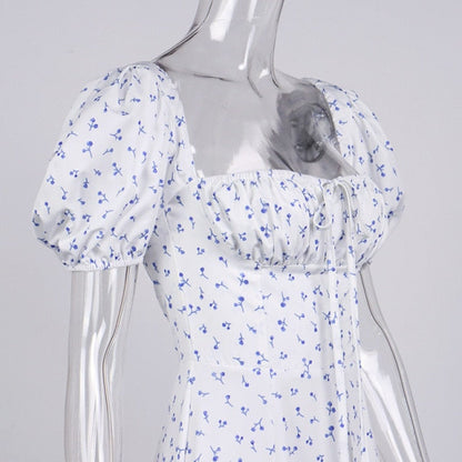 Elegant Square Collar Spring Summer Casual Beach Vintage Ruffles Boho Dress Robe Dresses The Clothing Company Sydney