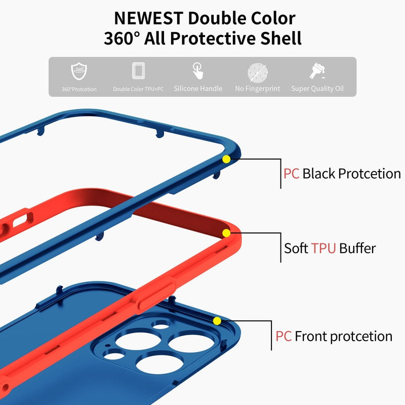 360 Armor Protection Phone Case iPhone 13 12 Mini 11 Pro XS Max X XR 6S 7 8Plus Silicone Shockproof Hard PC Cover The Clothing Company Sydney
