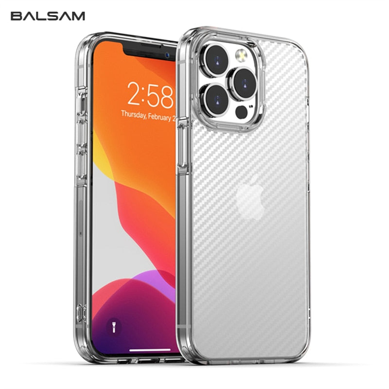 Carbon Fiber Transparent Shockproof Case For iPhone 13 12 Pro Max Clear Soft TPU Bumper Hard PC Back Cover For iPhone 13 12 Mini The Clothing Company Sydney