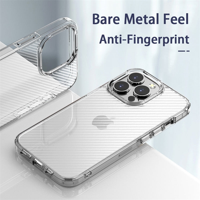 Carbon Fiber Transparent Shockproof Case For iPhone 13 12 Pro Max Clear Soft TPU Bumper Hard PC Back Cover For iPhone 13 12 Mini The Clothing Company Sydney