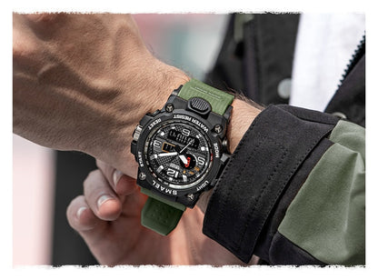 50M Water Resitant Clock Alarm 1545D Dual Display Wristwatch Quartz Military Watch Sport New Mens Watch The Clothing Company Sydney