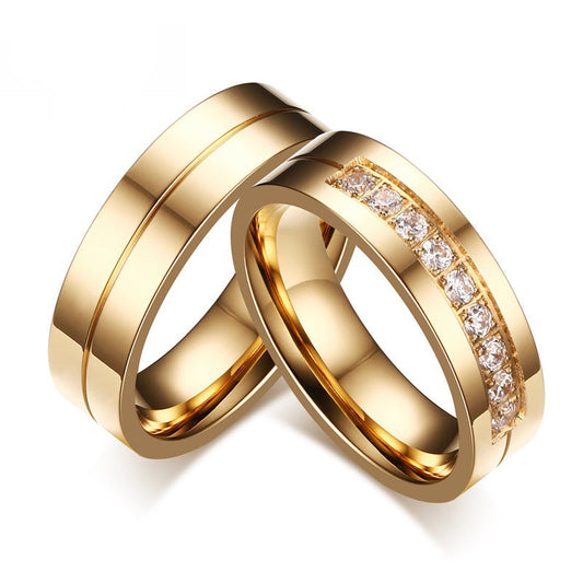 Personalised Trendy Wedding Bands Rings for Women Men Love Gift Gold Colour Stainless Steel Couple Jewellery The Clothing Company Sydney