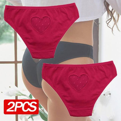 2 Pack Cotton Mix Panties Heart Hollow Out Briefs Sexy Low-Waist Underpants Comfortable Seamless Underwear The Clothing Company Sydney