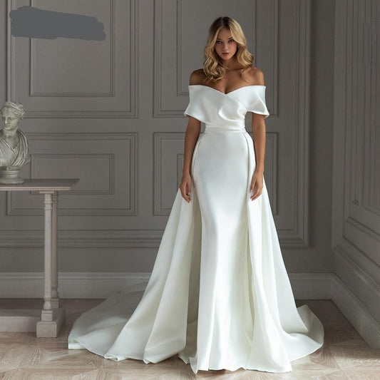 2 In 1 Detachable Train Sweetheart Satin Mermaid Princess Bridal Gown Wedding Dress The Clothing Company Sydney