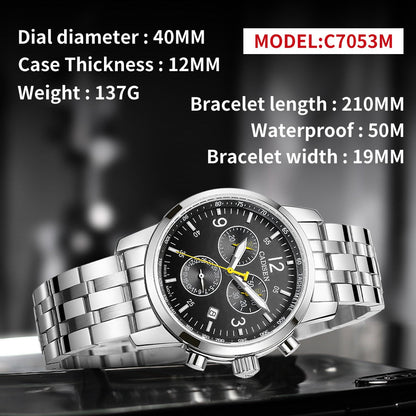 CADISEN New Mens Sports Quartz Watches Swiss ISA Cal.8171 movement Top Brand Sapphire Waterproof Chronograph Luxury Reloj Hombre The Clothing Company Sydney