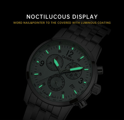CADISEN New Mens Sports Quartz Watches Swiss ISA Cal.8171 movement Top Brand Sapphire Waterproof Chronograph Luxury Reloj Hombre The Clothing Company Sydney