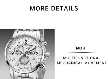 CADISEN New Mens Sports Quartz Watches Swiss ISA Cal.8171 movement Top Brand Sapphire Waterproof Chronograph Luxury Reloj Hombre The Clothing Company Sydney