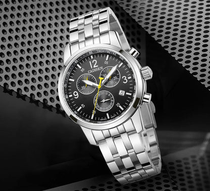 CADISEN New Mens Sports Quartz Watches Swiss ISA Cal.8171 movement Top Brand Sapphire Waterproof Chronograph Luxury Reloj Hombre The Clothing Company Sydney