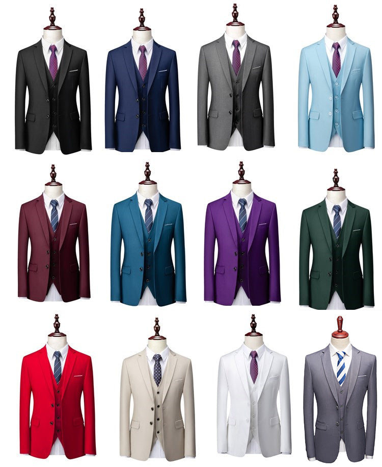 3 Piece ( Jacket + Vest + Pants ) Boutique Pure Color Mens Business Suit Three-piece and Two-piece Groom Wedding Formal Wear The Clothing Company Sydney