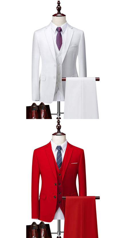 3 Piece ( Jacket + Vest + Pants ) Boutique Pure Color Mens Business Suit Three-piece and Two-piece Groom Wedding Formal Wear The Clothing Company Sydney