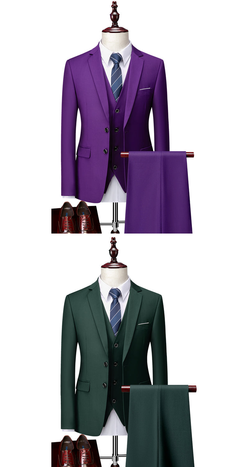 3 Piece ( Jacket + Vest + Pants ) Boutique Pure Color Mens Business Suit Three-piece and Two-piece Groom Wedding Formal Wear The Clothing Company Sydney