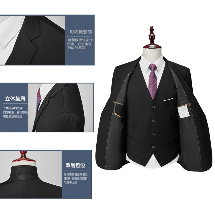 3 Piece ( Jacket + Vest + Pants ) Boutique Pure Color Mens Business Suit Three-piece and Two-piece Groom Wedding Formal Wear The Clothing Company Sydney