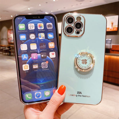 Clover Diamond Plating Ring Holder Stand Soft Case For IPhone 13 12 11 Pro MAX XS XR X 7 8 Plus 12 Mini SE 20 Bumper Cover The Clothing Company Sydney