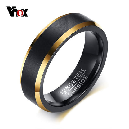 Tungsten Carbide Wedding Bands 6mm Gold Line Ring Black Matte Finished Male Engagement Jewellery The Clothing Company Sydney