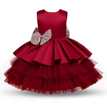 Girls Kids Summer Sleeveless Wedding Sequin Bow Children Lace Smash Tutu Princess Dress The Clothing Company Sydney