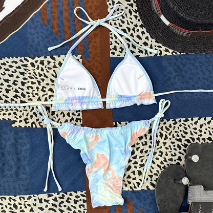 2 Piece Pink Ruffled Frilled Bikini swimsuit swimwear Two piece bikini set Halter Bather String bathing suit The Clothing Company Sydney