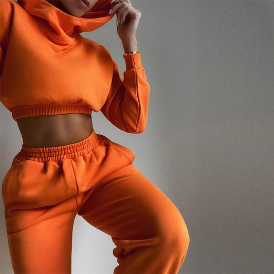 Autumn Winter Chic Casual Solid Tracksuit Long Sleeve Outfit Hoodies Trouser Sport Sweatsuits 2 Piece Pant Set The Clothing Company Sydney