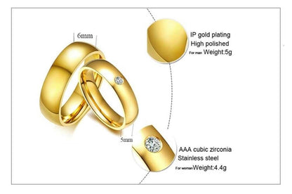 Classic Wedding Rings for Women Men Gold Colour Stainless Steel Couple Band Anniversary Personalized Ring The Clothing Company Sydney