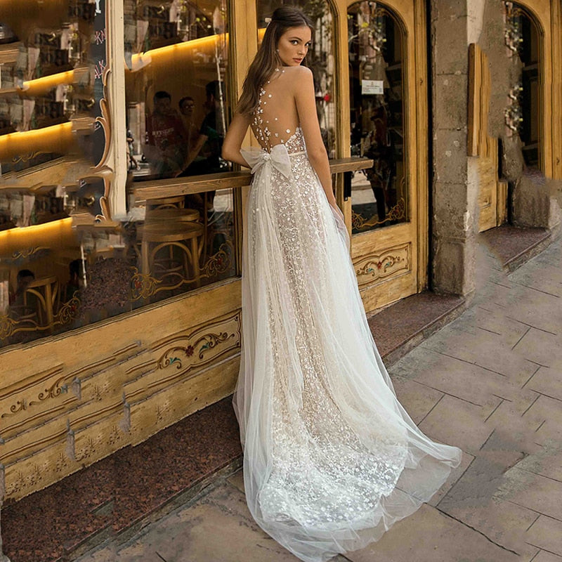 Delicate Mermaid Appliques Lace Party Bride Flower Robe Customised Gown Wedding Dresses The Clothing Company Sydney