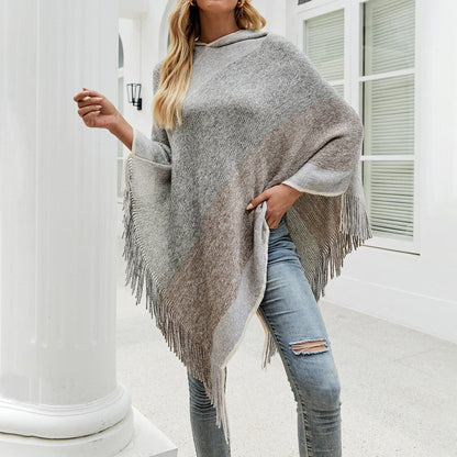 Autumn Winter Sweaters Poncho Knitting Capes Cloak Sweater V-Neck Irregular Hem Tassels Coat Knitted Pullover The Clothing Company Sydney