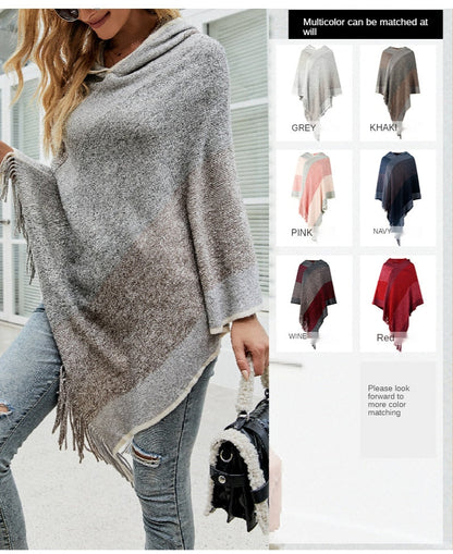 Autumn Winter Sweaters Poncho Knitting Capes Cloak Sweater V-Neck Irregular Hem Tassels Coat Knitted Pullover The Clothing Company Sydney