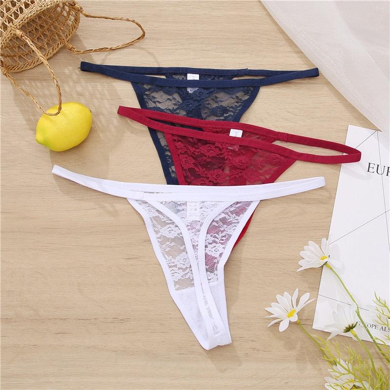 2 pack Floral Thongs Lace G-String Low Waist Panties Underwear Hollow Out T-Back Transparent Briefs The Clothing Company Sydney