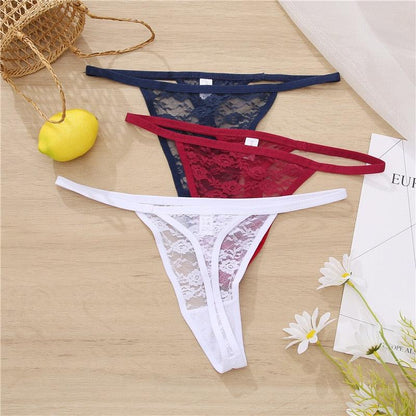 2 pack Floral Thongs Lace G-String Low Waist Panties Underwear Hollow Out T-Back Transparent Briefs The Clothing Company Sydney