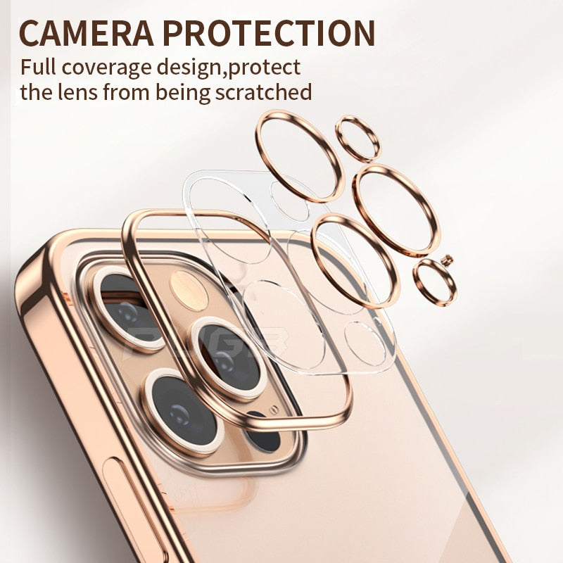Luxury Transparent Plating Case for iPhone 13 12 11 Pro Max Mini X XS XR SE 2020 8 7 Plus Silicone Shockproof Clear Phone Cover The Clothing Company Sydney