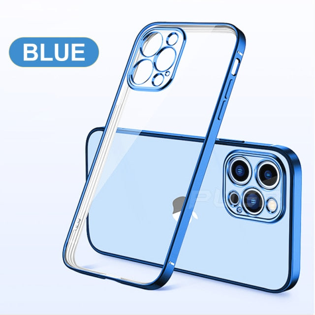 Luxury Transparent Plating Case for iPhone 13 12 11 Pro Max Mini X XS XR SE 2020 8 7 Plus Silicone Shockproof Clear Phone Cover The Clothing Company Sydney