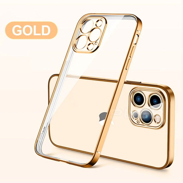 Luxury Transparent Plating Case for iPhone 13 12 11 Pro Max Mini X XS XR SE 2020 8 7 Plus Silicone Shockproof Clear Phone Cover The Clothing Company Sydney