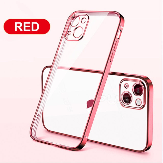 Luxury Transparent Plating Case for iPhone 13 12 11 Pro Max Mini X XS XR SE 2020 8 7 Plus Silicone Shockproof Clear Phone Cover The Clothing Company Sydney