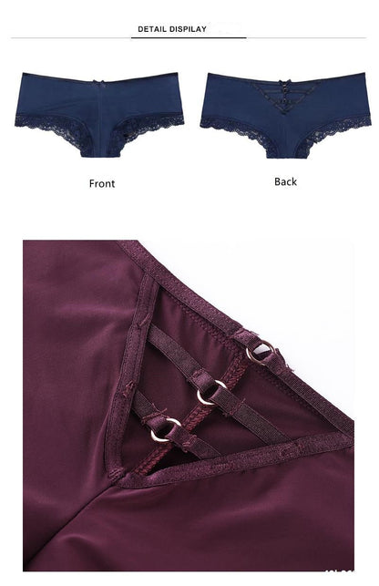Cross Straps Breathable Hollow Out Lingerie Soft Silk Seamless Panties Low-Waist Briefs Underwear The Clothing Company Sydney