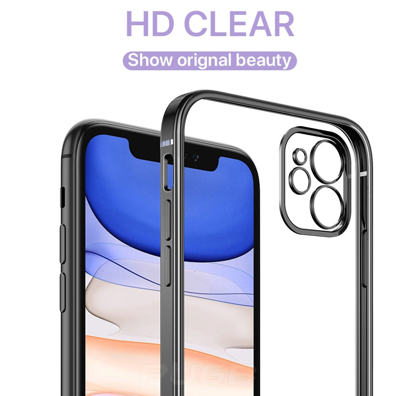 Luxury Plating Square Frame Transparent Case For iPhone 11 12 13 Pro Max Mini X Xr XS SE 2020 7 8 Plus Soft Silicone Clear Cover The Clothing Company Sydney