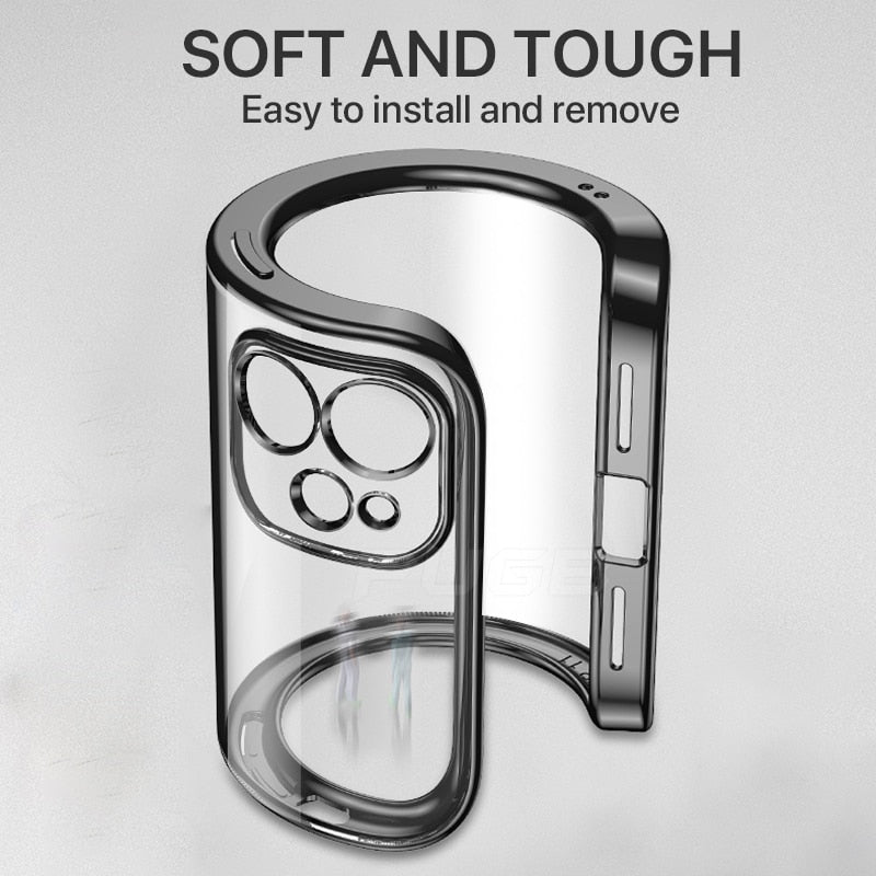 Luxury Plating Square Frame Transparent Case For iPhone 11 12 13 Pro Max Mini X Xr XS SE 2020 7 8 Plus Soft Silicone Clear Cover The Clothing Company Sydney